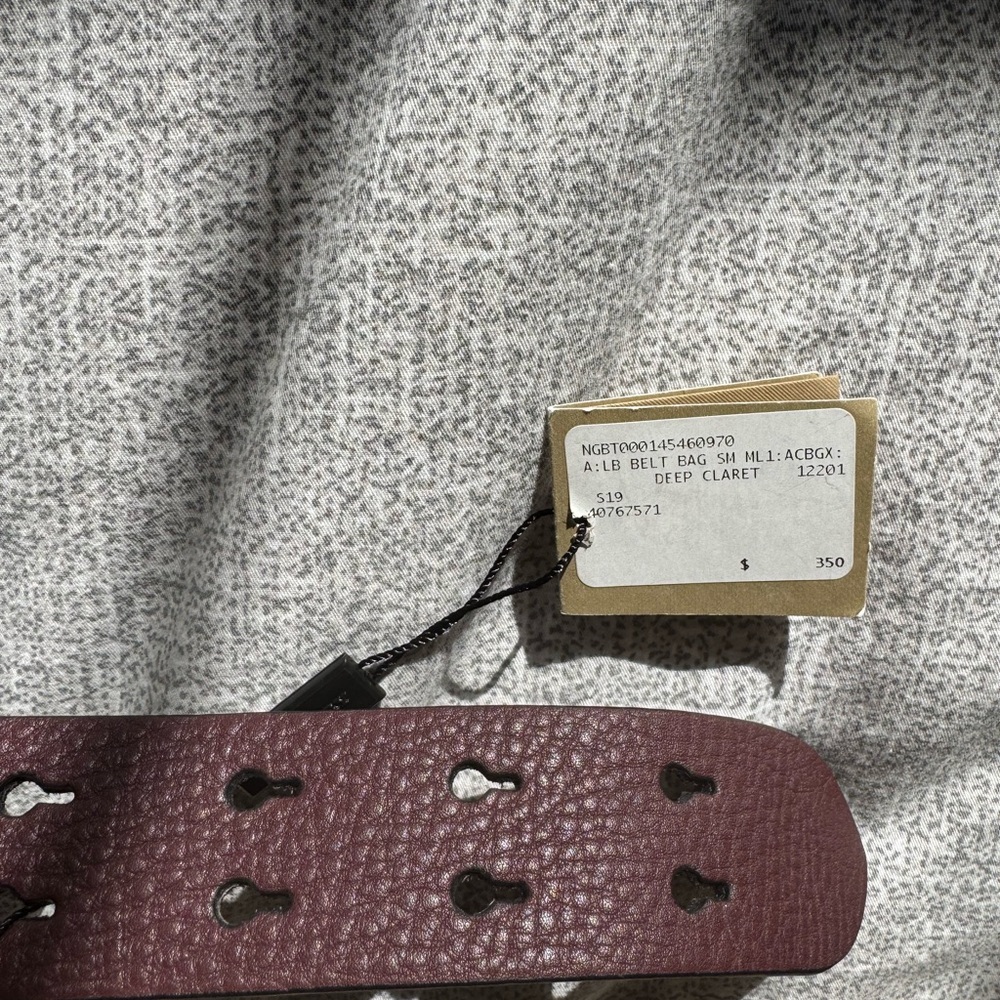 Designer Burgundy Leather Belt with Gold Accents - Picture 5 of 5